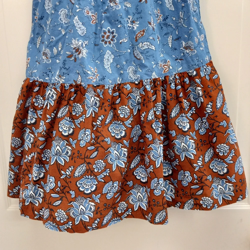 Janie And Jack Mixed Paisley Floral Maxi Dress Size 5 Blue Brown Tiered Summer - Picture 7 of 14